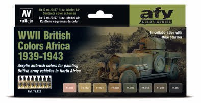 Vallejo 71622 17ml Bottle AFV WWII British Africa 1939-1943 Model Air Paint Set (8 Colors)