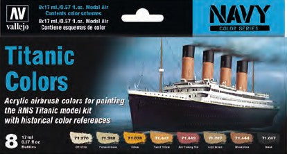 Vallejo 71646 17ml Bottle Navy Titanic Ship Model Air Paint Set (8 Colors)