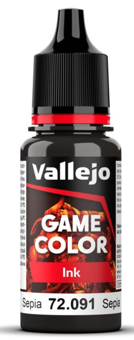 Vallejo 72091 18ml Bottle Sepia Ink Game Color (6/Bx)