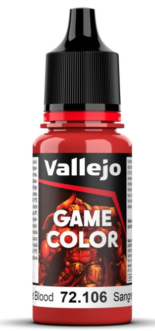 Vallejo 72106 18ml Bottle Scarlet Blood Game Color (6/Bx)