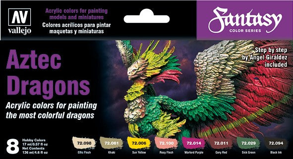 Vallejo 72306 17ml Bottle Fantasy Aztec Dragons Game Color Paint Set (8 Colors)