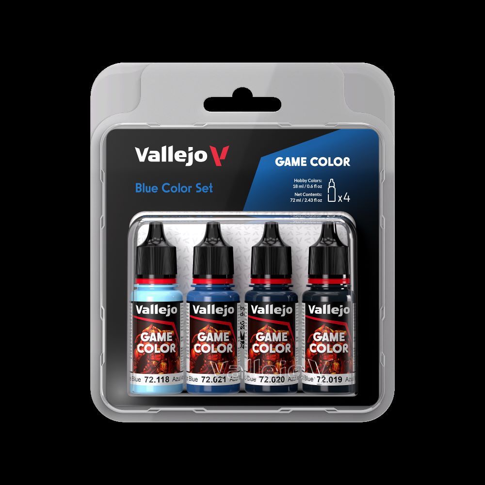 Vallejo 72376 18ml Bottle Blue (Base, Shadow, Light) Game Color Paint Set (4 Colors)