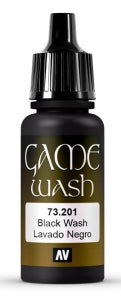 Vallejo 73201 18ml Bottle Black Wash Game Color (6/Bx)