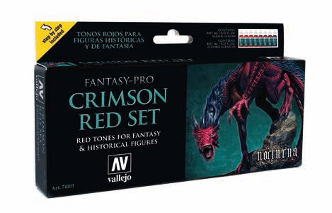 Vallejo 74103 17ml Bottle Crimson Red Tones Fantasy-Pro Paint Set (8 Colors)