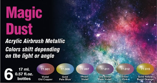 Vallejo 77090 17ml Bottle Magic Dust Metallic Color Shift Paint Set (6 Colors)