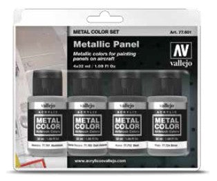 Vallejo 77601 32ml Bottle Metallic Panel Aircraft Metal Color Paint Set (4 Colors)