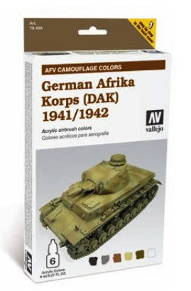 Vallejo 78409 8ml Bottle AFV German Afrika Korps 1941-42 (DAK) Model Air Paint Set (6 Colors)