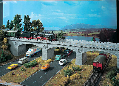 Vollmer 42551 HO Scale Bridge - Gray Brick -- 15-3/4 x 3-1/32 x 4-1/64" 40 x 7.7 x 10.2cm
