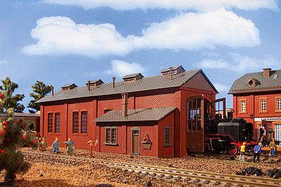 Vollmer 43480 HO Scale Brick Engine House (Loco Shed) w/Automatic Doors - Kit (Organic Plastic) -- 13-3/16 x 5 x 4-5/8" 33.5 x 12.6 x 11.8cm