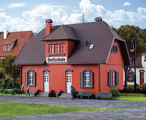 Vollmer 43570 HO Scale Brick Small Village School -- Kit - 6-3/8 x 4-3/4 x 4-7/8" 16.2 x 12 x 12.3cm