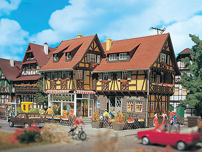 Vollmer 43692 HO Scale Flower Shop w/Interior & Lights -- Kit - 5-3/4 x 5" 14.7 x 12.8cm