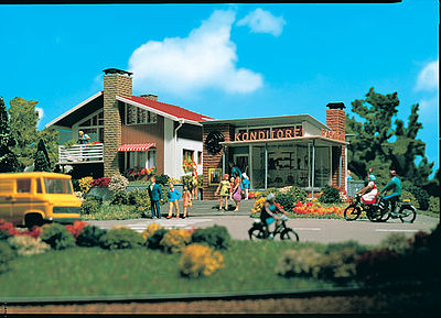 Vollmer 43724 HO Scale Bakery/Confectionery - Kit -- 4-3/4 x 4-3/4 x 3-1/8"/4-3/4 x 3 x 2-1/8" 12 x 12 x 8cm/12 x 7.5 x 5.5cm