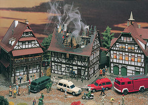 Vollmer 43728 HO Scale House On Fire -- 4-3/4 x 3-1/2 x 5-3/4" 12 x 9 x 14.5cm