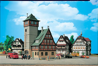 Vollmer 43752 HO Scale Fire Station w/Tower -- 4-3/4 x 4-3/4 x 8-5/8" 12 x 12 x 22cm