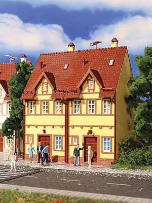 Vollmer 43844 HO Scale Semi-Detached Stucco House 2-Pack -- Kit - Yellow, 4-1/16 x 3-1/4 x 5-1/4" 10.4 x 8.3 x 13.3cm