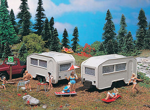 Vollmer 45147 HO Scale Camping Trailer pkg(2) -- 2-13/32 x 1-5/8 x 1-13/32" 6 x 4 x 3.5cm