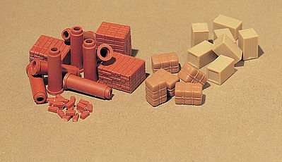 Vollmer 45241 HO Scale Brick Piles & Pipe -- 1/2 x 1/4 x 1/4" 11.6 x 7 x 7mm