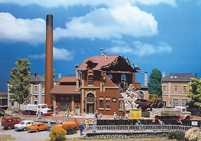 Vollmer 45621 HO Scale Brewery Under Demolition - Kit (Plastic) -- 13-3/8 x 5-1/2 x 11-13/16" 34 x 14 x 30cm