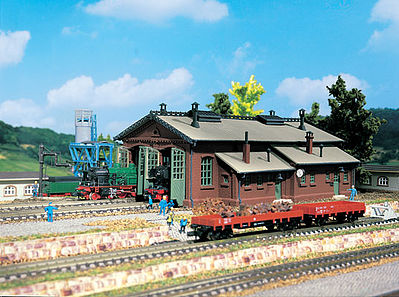 Vollmer 47608 N Scale Double Track Engine Shed -- 7-1/2 x 4-5/8 x 3-1/8" 18.7 x 11.6 x 7.6cm
