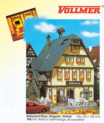Vollmer 47661 N Scale Shop Babyland -- 4-1/8 x 3-3/4" 10.7 x 9.5cm