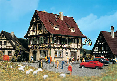 Vollmer 47731 N Scale Half-Timbered Inn -- 3-1/4 x 2-7/8" 8.3 x 7.2cm