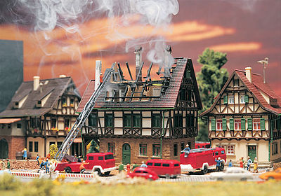 Vollmer 47738 N Scale House on Fire -- 4 x 2-3/4" 9.8 x 6.8cm