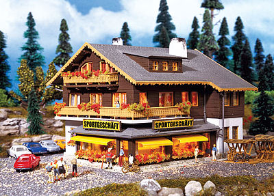 Vollmer 47763 N Scale Sports Shop - Kit (Plastic) -- 4-3/4 x 3-15/16 x 3-1/8" 12 x 10 x 8cm
