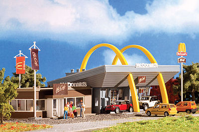 Vollmer 47766 N Scale McDonald's Restaurant w/McCafe -- Kit - 5-7/8 x 3-3/8 x 2-3/16" 14.9 x 8.6 x 5.6cm