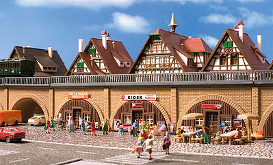 Vollmer 47818 N Scale Arcades Kit w/Shop, Tavern & Kiosk -- 17 x 3.5 x 4.4cm