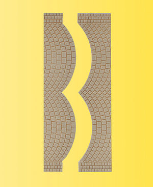 Vollmer 48244 HO Scale Cobblestone Street Section End Pieces -- 11/16 x 3-1/8" 1.7 x 8cm, 2 of Each