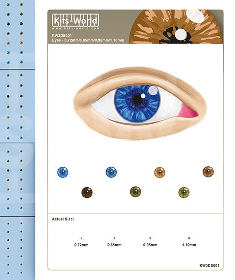 Warbird Decals 1 3D Human Eyeballs Waterslide Decals 0.72mm, 0.85mm, 0.95mm, 1.10mm (336)