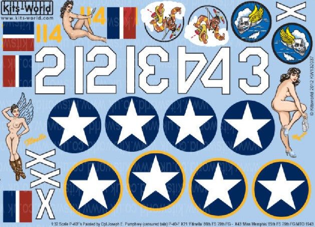 Warbird Decals 132037 1/32 P40 Fifnella, Miss Memphis