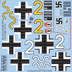 Warbird Decals 132084 1/32 Messerschmitt Me109G6 JG/27/6 Pilot Franz Stigler