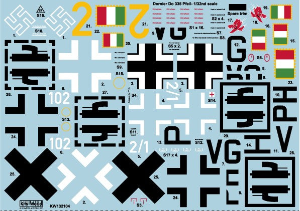 Warbird Decals 132104 1/32 Dornier Do335A for HKM (3 diff markings)