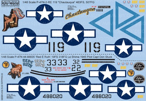 Warbird Decals 148088 1/48 P47N Chautauqua, Red-E Ruth