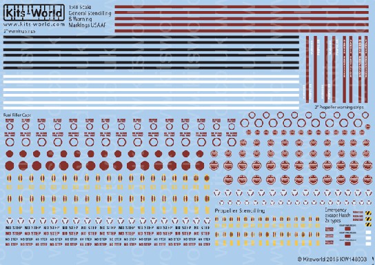 Warbird Decals 148093 1/48 B24, B25, B26 P61 USAAF General Stenciling & Warning Markings