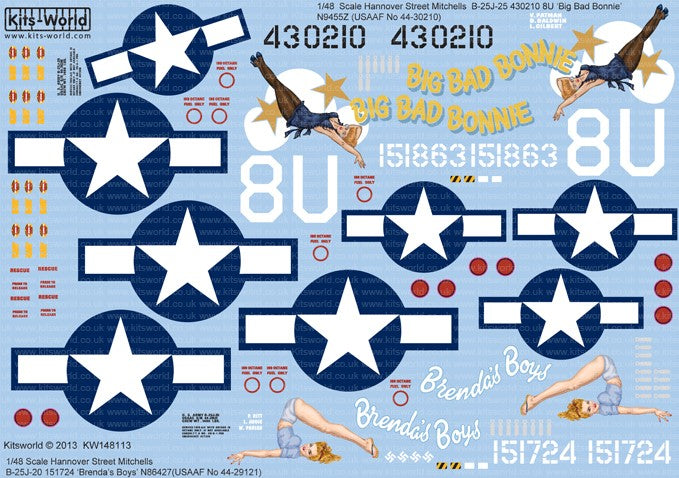 Warbird Decals 148113 1/48 B25J Big Bad Bonnie, Brenda's Boys