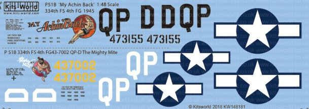Warbird Decals 148181 1/48 P51B/D The Mighty Mite, My Achin Back