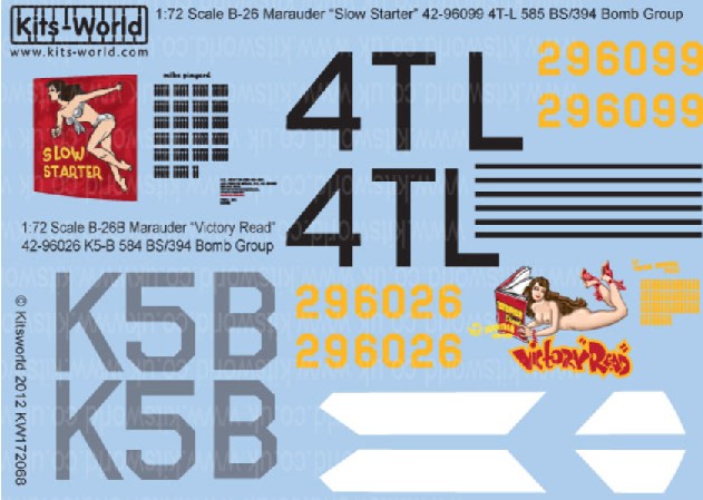 Warbird Decals 172068 1/72 B26B Victory Read, Slow Starter