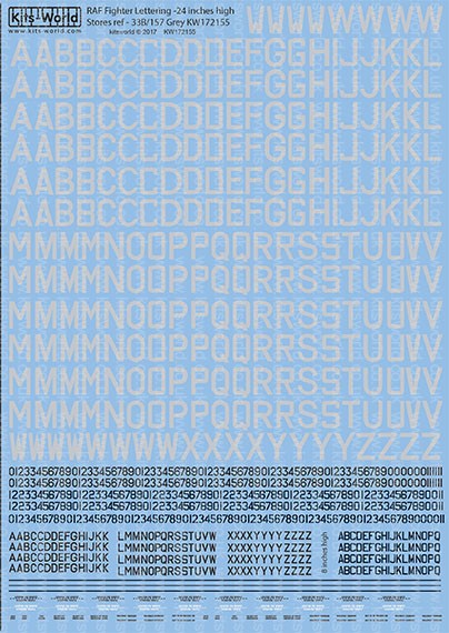 Warbird Decals 172155 1/72 RAF 24 inch Sea/Sky Gray Lettering Codes, 8 inch Black Letters/Numbers