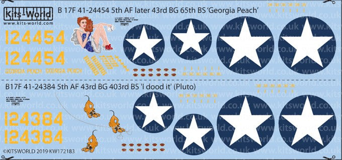 Warbird Decals 172183 1/72 B17F Heavies over Pacific Georgia Peach, I Dood It! (Pluto)