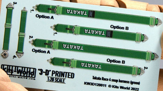 Warbird Decals 3120011 1/20 3D Color Takata 4-Snap Racing Seatbelts/Harness Green