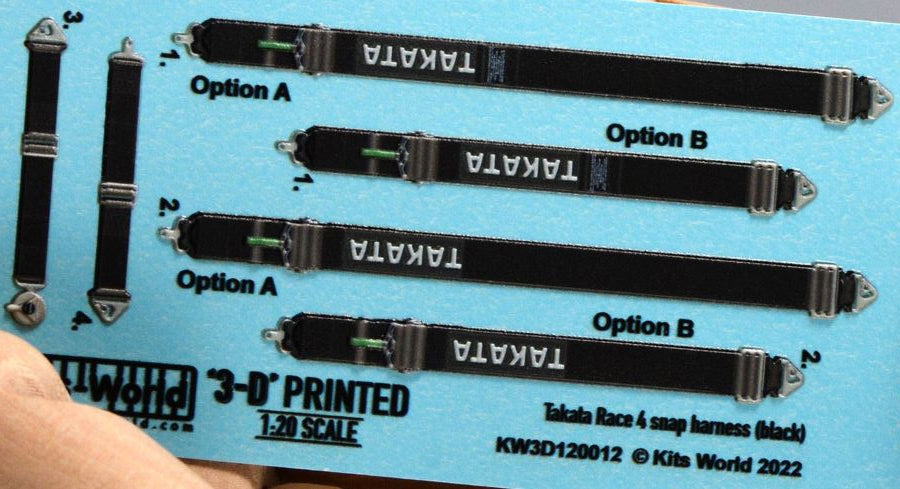 Warbird Decals 3120012 1/20 3D Color Takato 4-Snap Racing Seatbelts/Harness Black