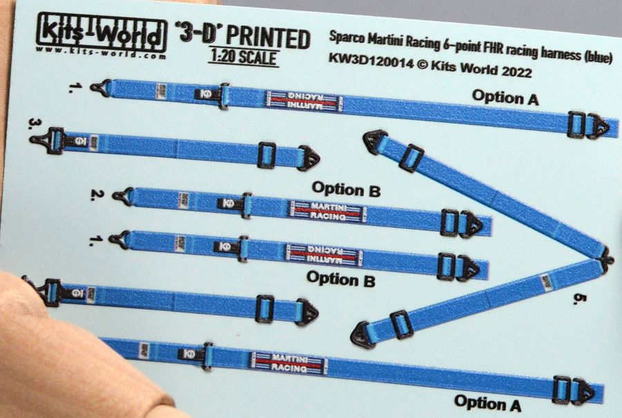 Warbird Decals 3120014 1/20 3D Color Sparco Martini 6-Point FHR Racing Seatbelts/Harness Blue