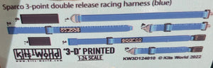Warbird Decals 3124010 1/24 3D Color Sparco 3-Point Double Release Racing Seatbelts/Harness Blue