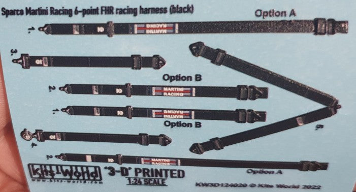 Warbird Decals 3124020 1/24 3D Color Sparco Martini 6-Point FHR Racing Seatbelts/Harness Black