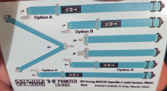 Warbird Decals 3124028 1/24 3D Color TRS Nascar Superlite 6-Point Racing Seatbelts/Harness Miami Blue