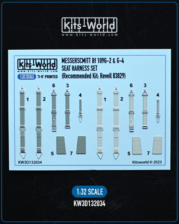 Warbird Decals 3132034 1/32 3D Color Seatbelts Messerschmitt Bf109G2/G4 for RVL