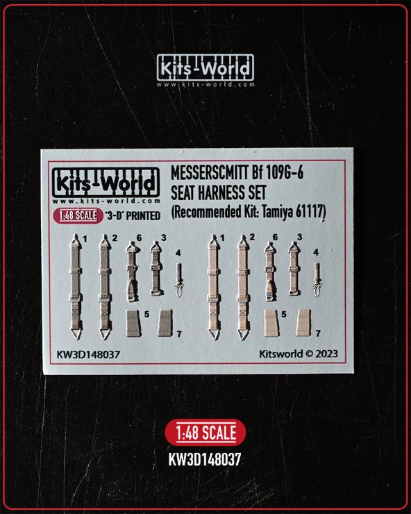 Warbird Decals 3148037 1/48 3D Color Seatbelts Messerschmitt Bf109G6 for TAM