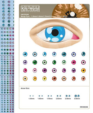 Warbird Decals 6 3D Manga Eyeballs Waterslide Decals 1.30mm, 1.50mm, 1.70mm, 2.03mm, 2.50mm,3mm (672)